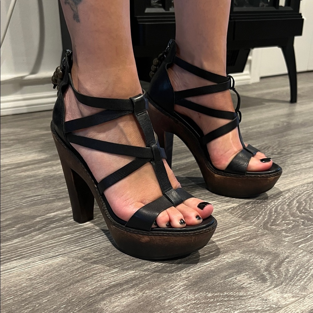 UGG Black Strappy Platform Sandals